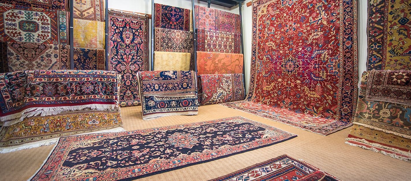 Rug gallery filled with a variety of rugs