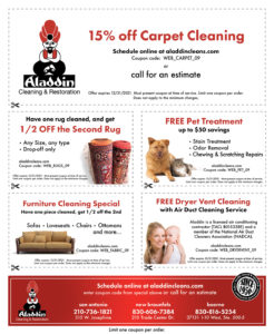 Aladdin Cleaning and Restoration Specials Coupons