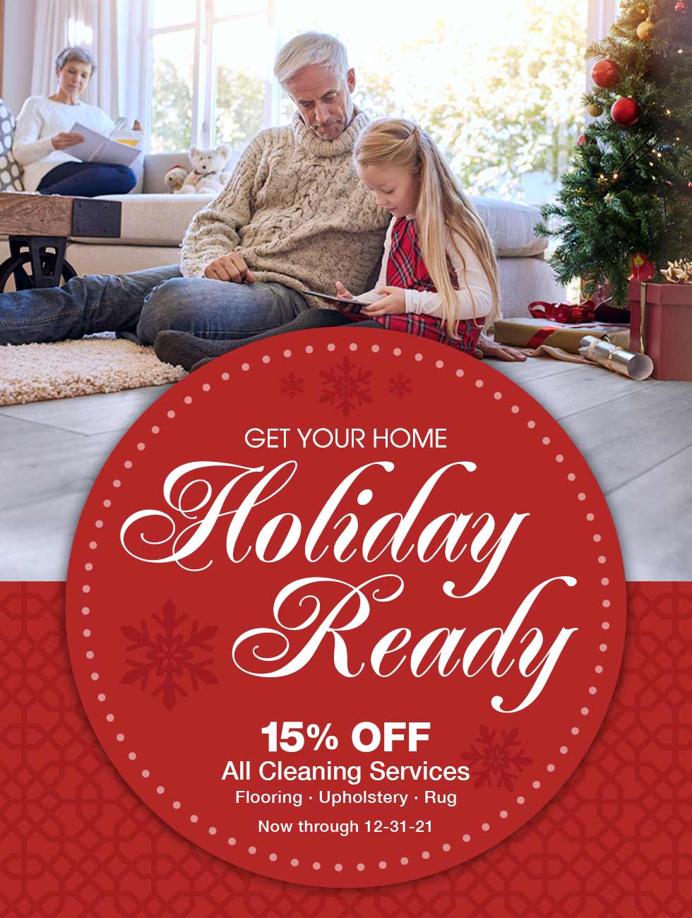 15% off all floor, upaholstery, and rug cleaning services.