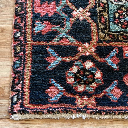 Turkish rug close-up of knots and pattern